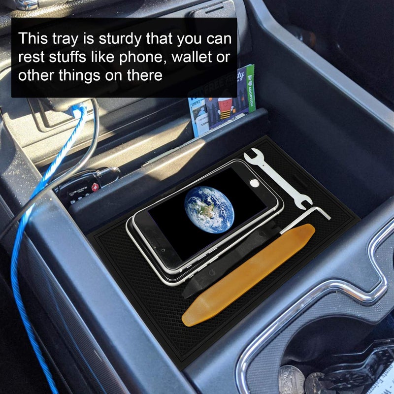 ROCCS Center Console Organizer Secret Compartment Cover Tray for GMC Sierra Accessories 2014-2018 1500 2500HD 3500HD Chevy Silverado 2014 2015 2016 2017 2018 2019 Black - Image 3